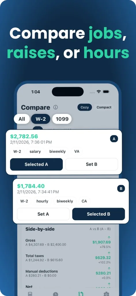 NetPay app – compare jobs, raises, or hours